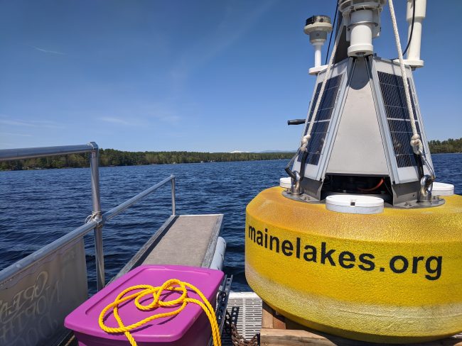 Maine Lakes Highland GLEON buoy deployed for the season!